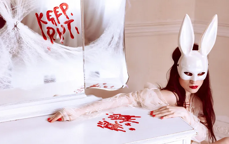 ŻELOWE NAKLEJKI NA OKNO CZERWONE ZAKRWAWIONE DŁONIE