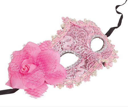 MASKA WENECKA RÓŻOWA KORONKA