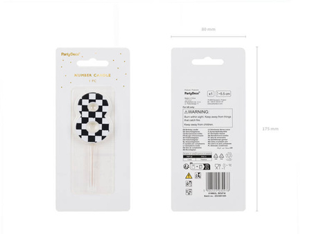 ŚWIECZKA URODZINOWA CYFRA 8 SAMOCHÓD WYŚCIGOWY 5.5 CM