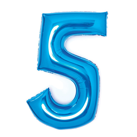 BALON FOLIOWY CYFRA 5 NIEBIESKI 66 CM