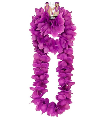 ZESTAW HAWAJSKI FIOLETOWY NASZYJNIK WIANEK BRANSOLETKA