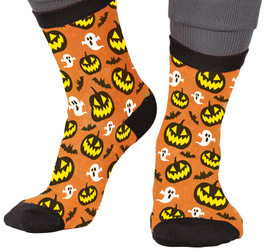 SKARPETKI HALLOWEENOWE Z MOTYWEM DYNI I DUCHÓW