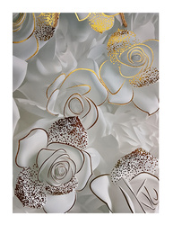 TORBA PREZENTOWA SZARO-ZŁOTA RÓŻYCZKI 26X32X10 CM