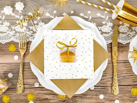 SERWETKI 33x33cm BIAŁE W KROPKI ZŁOTE