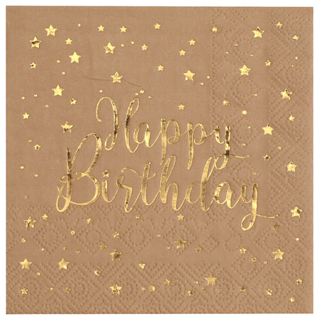 SERWETKI PAPIEROWE URODZINY GWIAZDKI KRAFT 25 CM 20 SZT