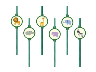 SŁOMKI PAPIEROWE SAFARI 6 SZT