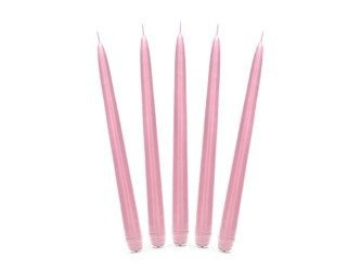 ŚWIECA STOŻKOWA 24 cm JASNY RÓŻ 10 szt