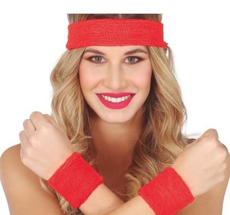 ZESTAW OPASEK CZERWONE ŚCIĄGACZE Z FROTKI LATA 90