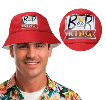 CZAPKA CZERWONA BUCKET HAT BEER KING