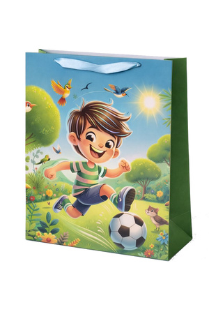 TORBA PREZENTOWA CHŁOPIEC Z PIŁKĄ 32 X 26 X 12 CM 3D