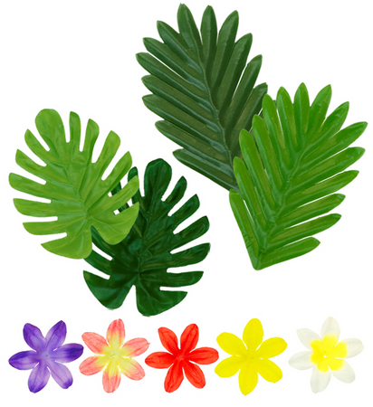 HAWAJSKIE LIŚCIE I KWIATY DEKORACJE