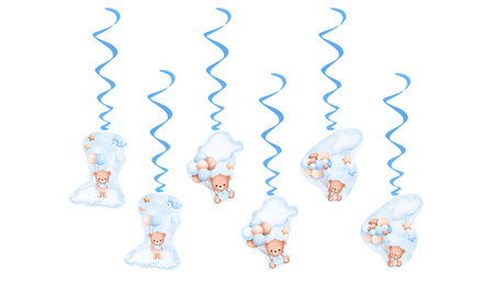 ŚWIDERKI BŁĘKITNE MISIE Z BALONIKAMI 6 SZT