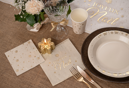 SERWETKI PAPIEROWE ZŁOTE GWIAZDKI KOŚĆ SŁONIOWA 25 CM 20 SZT 