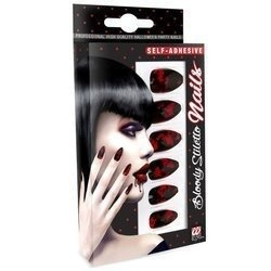 ZESTAW PAZNOKCI CZERWONO CZARNYCH HALLOWEEN