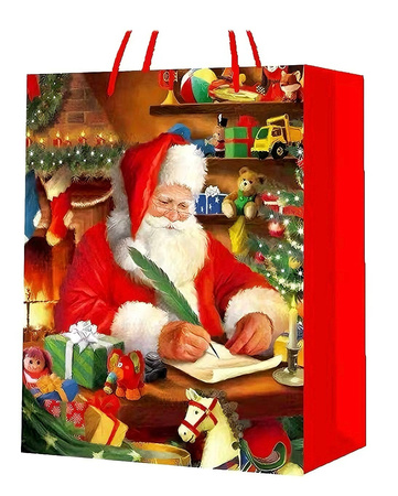 TOREBKA PREZENTOWA ŚWIĘTY MIKOŁAJ BROKATOWA 40 X 31 X 12 CM
