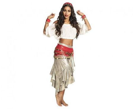 Zestaw Strój Cyganki Cyganka (czerwona opaska, 2 bransoletki, pas)