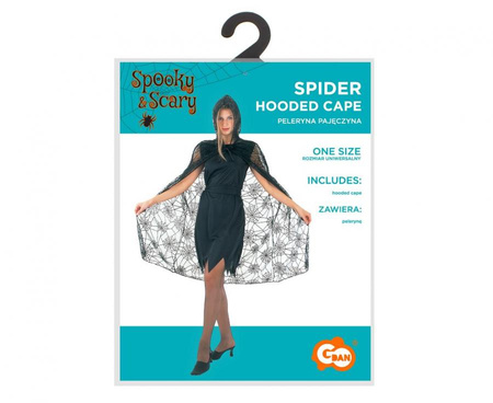 PELERYNA Z KAPTUREM PAJĘCZYNA 100 CM HALLOWEEN