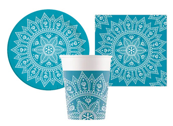 ZESTAW MANDALA KUBECZKI+TALERZYKI+SERWETKI