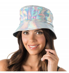 KAPELUSZ BUCKET SREBRNY HOLO