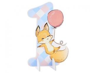 DEKORACJA NA STÓŁ HAPPY BIRTHDAY LISEK 29 CM CYFRA 1