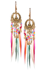 KOLCZYKI HIPISKI Z PIÓRAMI