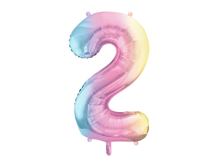 BALON FOLIOWY CYFRA 2 TĘCZOWY 86CM