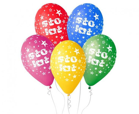 BALONY STO LAT URODZINY 30 CM 5 SZT.