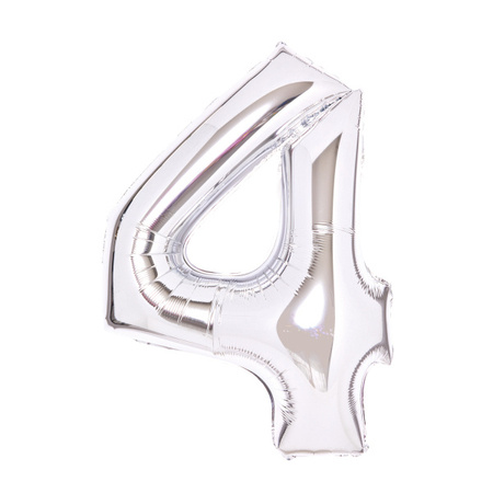 BALON FOLIOWY CYFRA 4 SREBRNY 66 CM
