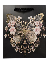 TORBA PREZENTOWA MOTYL BRĄZOWA 14 X 12 X 6 CM