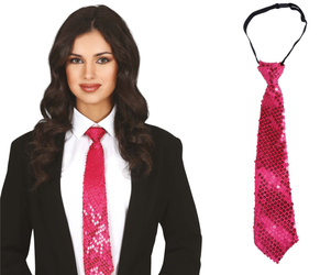 KRAWAT CEKINOWY RÓŻOWY