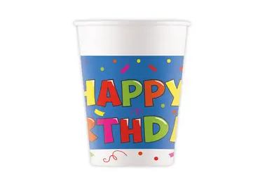 ZESTAW HAPPY BIRTHDAY TALERZYKI+KUBECZKI KOLOROWE