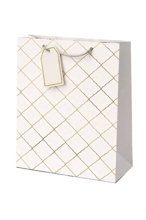 TORBA PREZENTOWA BIAŁA TEKSTURA SKÓRY 23 X 18 X 10 CM