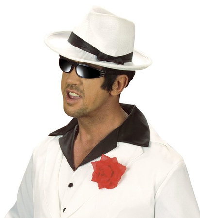 KAPELUSZ GANGSTERSKI BIAŁY VELVET