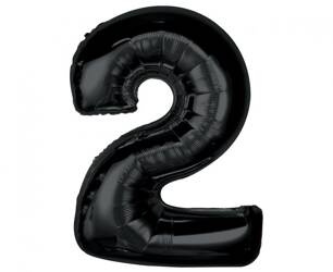 BALON FOLIOWY CYFRA 2 CZARNA 92 CM