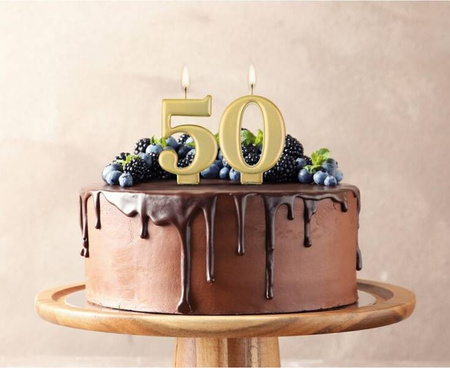 ŚWIECZKA CYFRA 5 ZŁOTA METALICZNA 8 CM