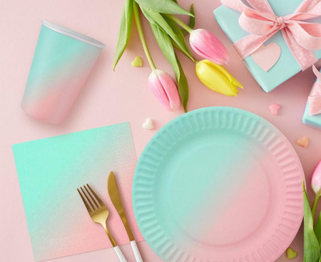 TALERZYKI PAPIEROWE OMBRE 6 SZT 18 CM