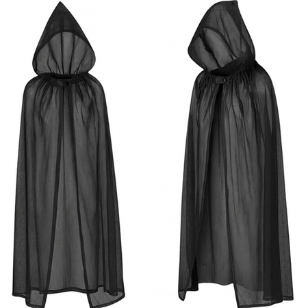 ZESTAW PELERYNA CZARNA Z KAPTUREM + KOSA 