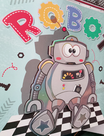 TORBA PREZENTOWA ROBOT NIEBIESKA 3D 26X32X10 CM