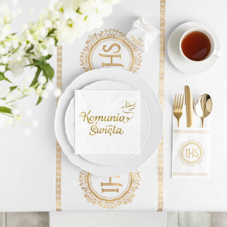 SERWETKI BIAŁE 33x33cm KOMUNIA ŚW. GOŁĄBEK 10 SZT.