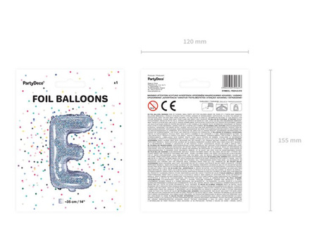 BALON FOLIOWY 35cm, LITERA E HOLOGRAFICZNY