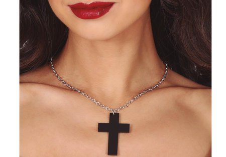 CZARNY KRZYŻ NASZYJNIK 6 CM