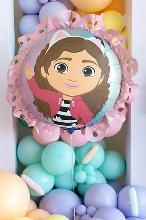 BALON FOLIOWY KOCI DOMEK GABI Z FALBANKĄ 52 X 52 CM 