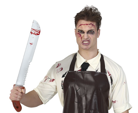  ZAKRWAWIONA SZTUCZNA MACZETA Z PIŁĄ