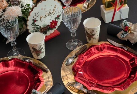 TALERZYKI PAPIEROWE METALIZOWANE CZERWONA 27,5 CM