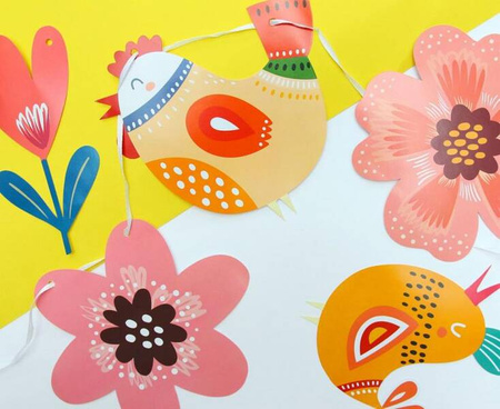 GIRLANDA 270 CM SŁOWIAŃSKI WZÓR KWIATKI PTASZKI