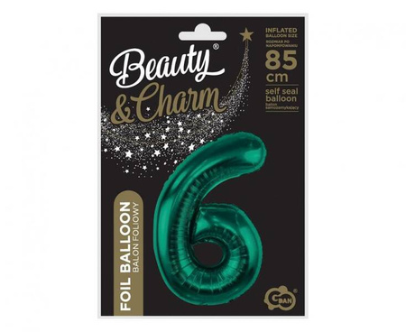 BALON FOLIOWY CYFRA 6 BUTELKOWA ZIELEŃ 85 CM 