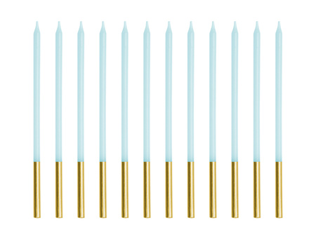 ŚWIECZKI URODZINOWE GŁADKIE BŁĘKIT 14 CM 12 SZT