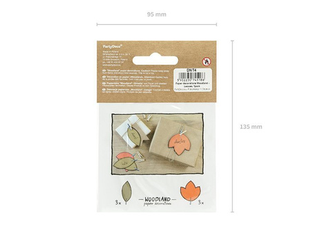 Dekoracje papierowe Woodland - Liście (1 karton / 50 op.) (1 op. / 6 szt.)