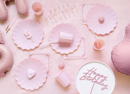 KUBECZKI PLASTIKOWE FALBANKA 220 ML RÓŻOWY 4 SZT