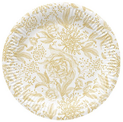 TALERZYKI PAPIEROWE BIAŁE W PIWONIE 18 CM 8 SZT